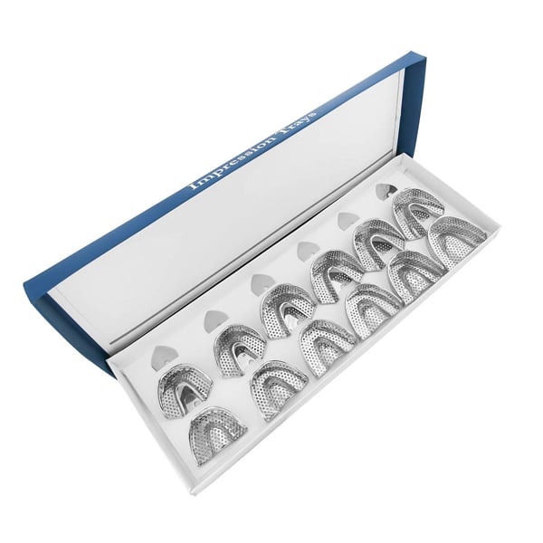 ProDent USA Perforated Stainless Steel Impression Tray Set contains 1 tray of each size for Upper