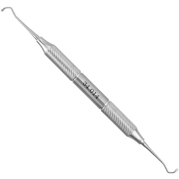 ProDent USA #14 Excavator, Double End, 1.5mm Curved End Shank Spoon with Siberian Stone Steel