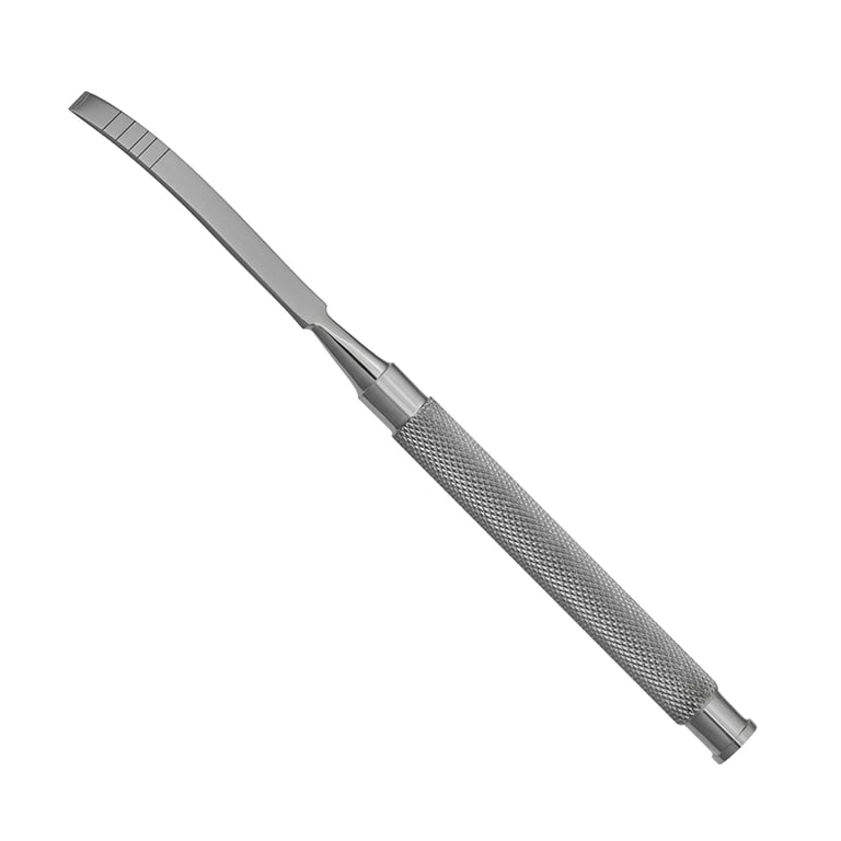 ProDent USA 7.5 mm Osteotome Blade, Curved, Single Instrument. Used to cut and prepare the bone
