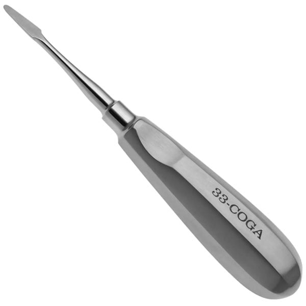 ProDent USA Cogswell A Elevator, Sharp, Thin and Narrow Spade-Shaped Tip. Stainless steel handle