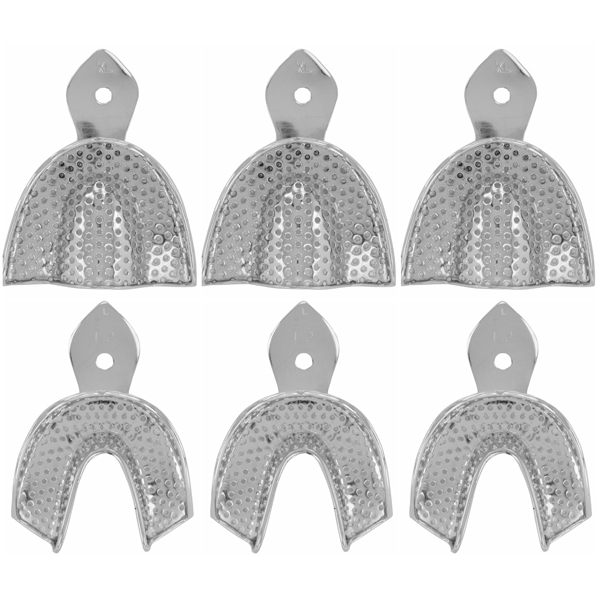 ProDent USA Set of 6 trays, LARGE, perforated stainless steel impression trays, includes 3 Upper &