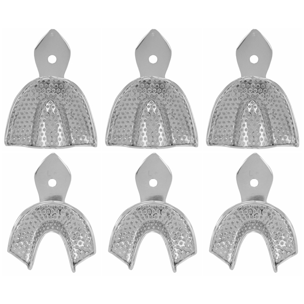ProDent USA Set of 6 trays, SMALL, perforated stainless steel impression trays, includes 3 Upper &