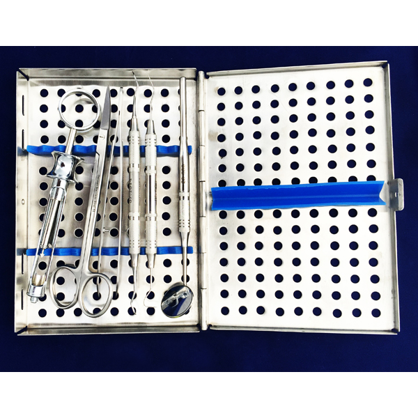 ProDent USA Suture Set. Includes: Medium 7.5" x 5.5" x 0.75" Sterilizing Cassette with Hollow