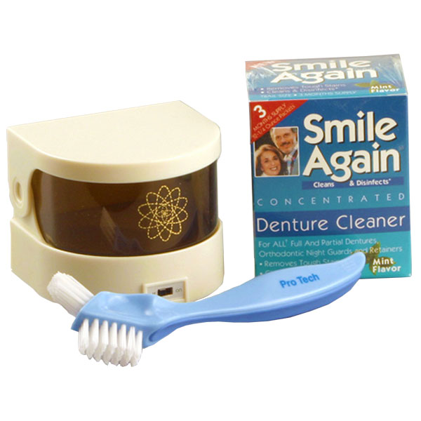 Smile Again Removable Appliance Home Care Kit: 1 Sonic Denture Bath, 1 Ranir Denture Brush, 1