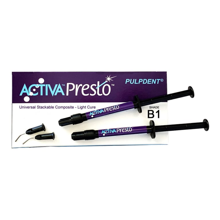 ACTIVA Presto Universal Light-Cure Syringe, B1, 1.2mL, 2/Pk. Stckable composite. Moisture