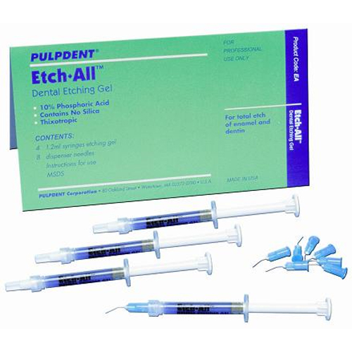 Etch-All Etching Gel, 10% Phosphoric Acid, Non-Silica Thixotropic Gel. Kit: 4 - 1.2 mL Syringes