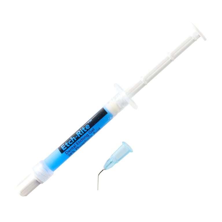 Etch-Rite etching gel - 38% Phosphoric Acid, Kit: 4 - 1.2 mL Syringes and 8 Pre-Bent Applicator