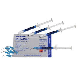 Etch-Rite etching gel - 38% Phosphoric Acid, Kit: 4 - 1.2 mL Syringes and 8 Pre-Bent Applicator