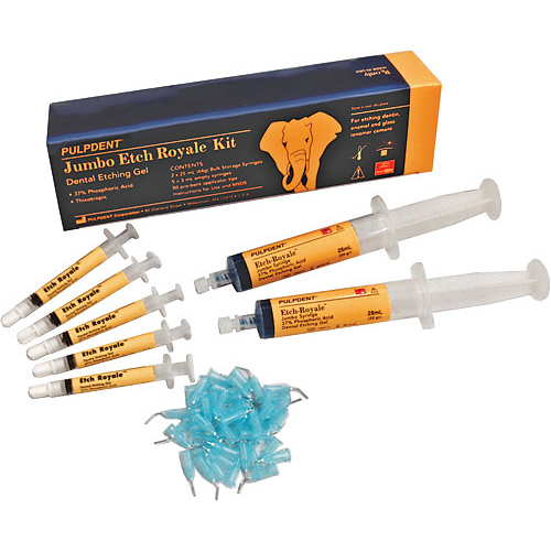 Etch Royale Jumbo Kit Etch 37% Phosphoric Acid Gel, 2 x 25mL syringes gel (64gm), 5 x 3mL empty