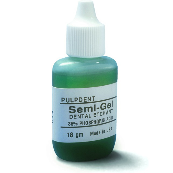 Pulpdent Semi-Gel, 18gm bottle. 35% phosphoric acid. A less viscous semi-gel often preferred