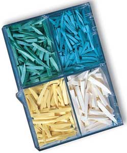 Rainbow Wedge Rainbow Wedges, Green 13mm, Strong wooden wedges, Anatomically contoured, Box of 100