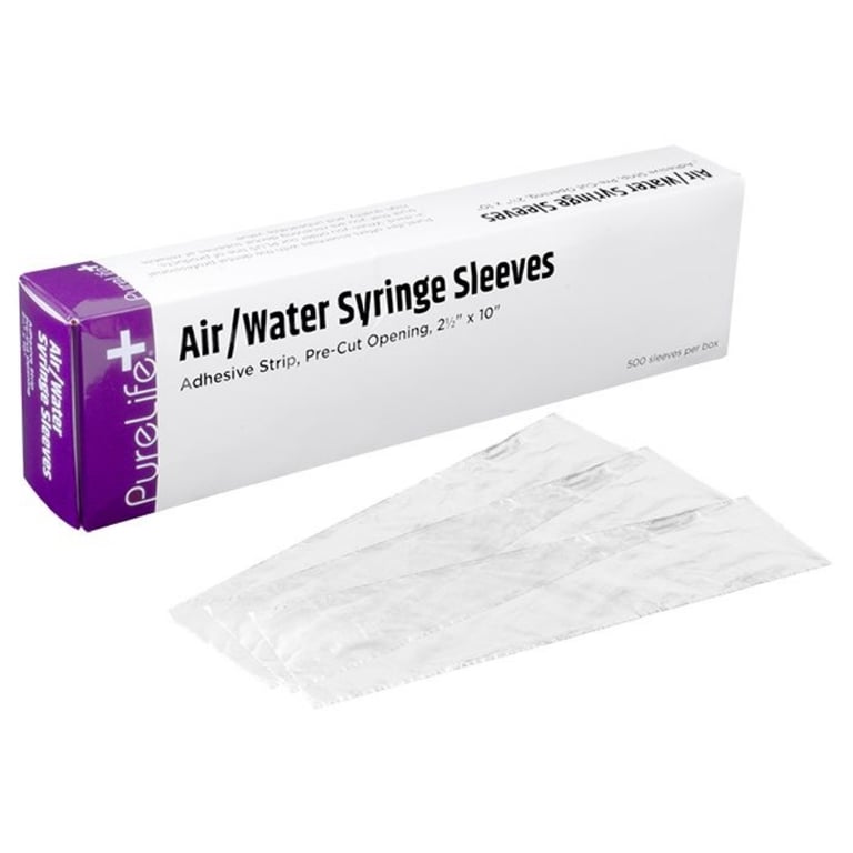 PureLife+ 2 1/2" x 10" Air/Water Syringe Sleeves with Pre-Cut Opening, 500/Bx. Clear plastic