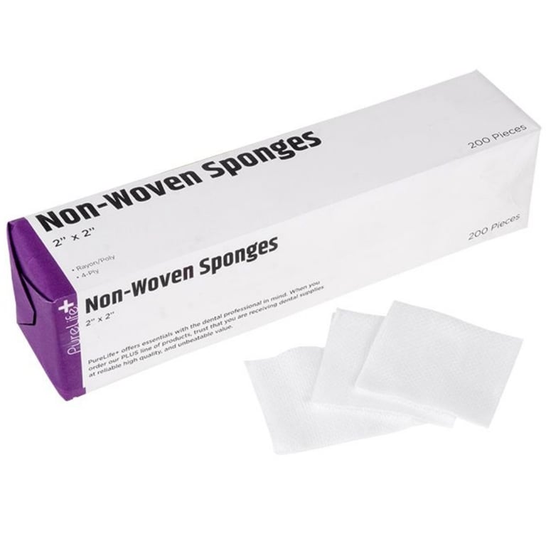 PureLife+ 2" x 2" 4-ply Non-Woven Sponges, 4000/Case. Non-sterile and non-linting