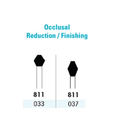 Quala FG #811 037 Occlusal Reduction/Finishing Single Use Diamond, Coarse Grit, pack of 10 diamonds