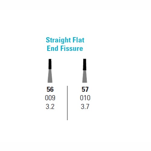 Quala FG #56 Straight Flat End Fissure Carbide Bur, Package of 10