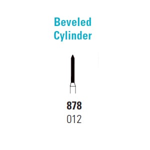 Quala FG #878-012 Coarse, Cylinder beveled end, Single-use Diamond Burs, Package of 10 burs