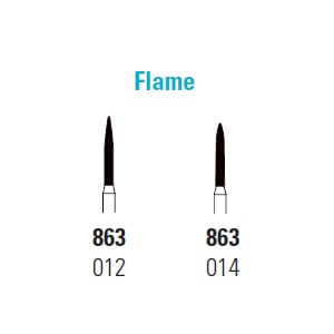 Quala FG #863.014 Coarse grit Flame single-use diamond bur, pack of 10