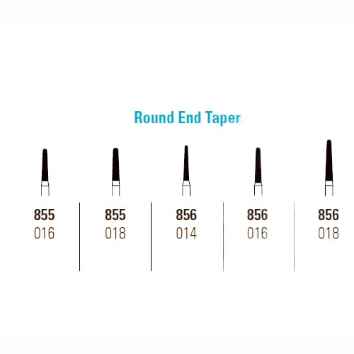 Quala FG #856.018 Super Coarse, Round End Taper, Single Use Diamond Burs, 10/Pk