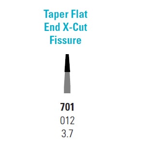 Quala FG #701 Taper Flat End Crosscut Fissure Carbide Bur, Package of 10
