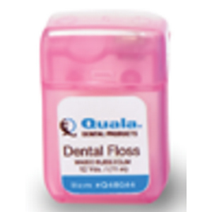 Quala Dental Floss, Nylon Waxed Bubblegum, Shred resistant, Patient-sized 12 yards floss