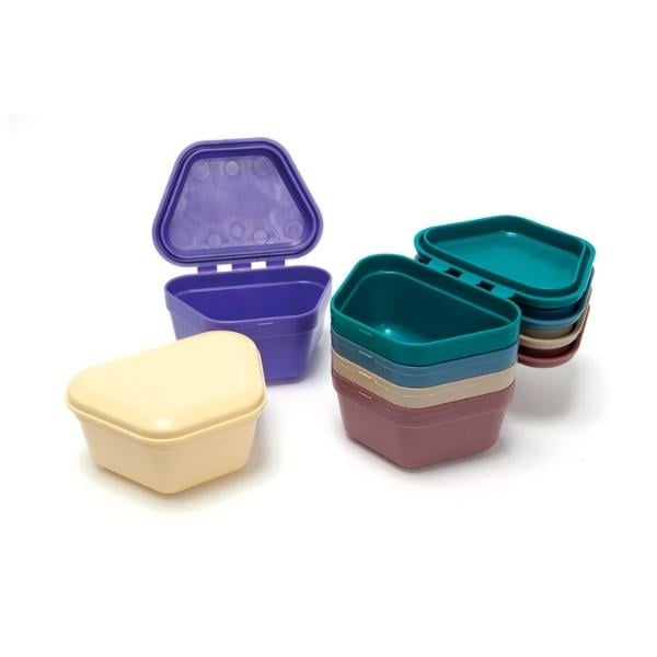 Quala Denture Boxes, Assorted colors, 12/Bag. Soft plastic Denture Cups are perfect