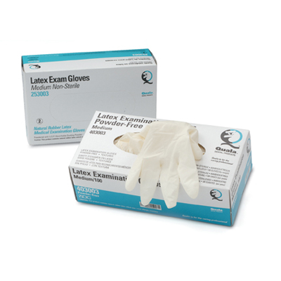 Quala Latex Exam Gloves: X-SMALL 100/Bx. Powder-F