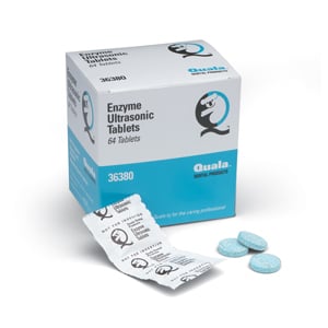 Quala Ultrasonic Enzyme Cleaning Tablets, 64/box. May be used as a general purpose ultrasonic