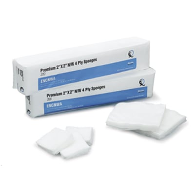 Quala 2" x 2" 4-ply Non-Woven Non-Sterile Sponges 5000/Cs. Rayon/Polyester blend, Virtually lint