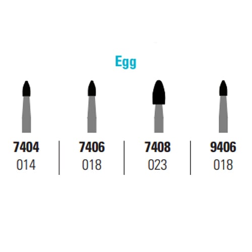 Quala FG #9406 Egg 30-blade Trimming & Finishing Carbide Gold Plated Burs, pack of 10 burs
