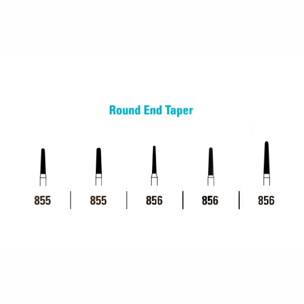 Quala FG #856 014 Round End Taper Single Use Diamond, Medium Grit, pack of 25 diamonds