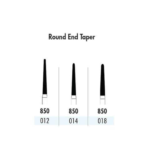 Quala FG #850 018 Round End Taper Single Use Diamond, Fine Grit, pack of 10 diamonds