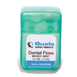 Quala Dental Floss, Nylon Waxed Mint, Shred resistant, Patient-sized 12 yards floss per dispenser