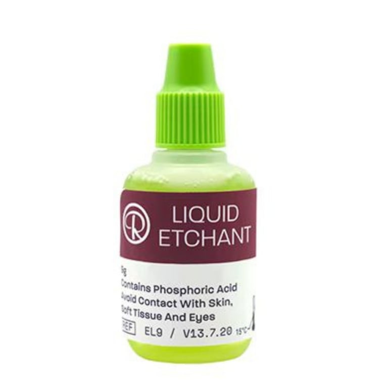 Reliance Liquid Etchant 9g, 37% Phosphoric Acid, 1/Pk. Conditions enamel before bonding, at 37%