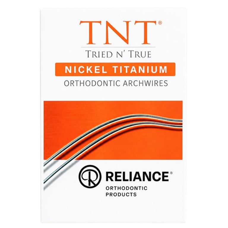 Reliance TNT .014 NiTi Archwire, D-Form Upper, Pre-Stopped, 25/Pk. For levelling and aligning