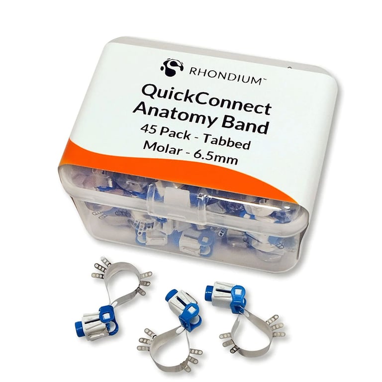 Rhondium QuickConnect Anatomy Band, Tabbed, 6.5mm Large, 45/Pk