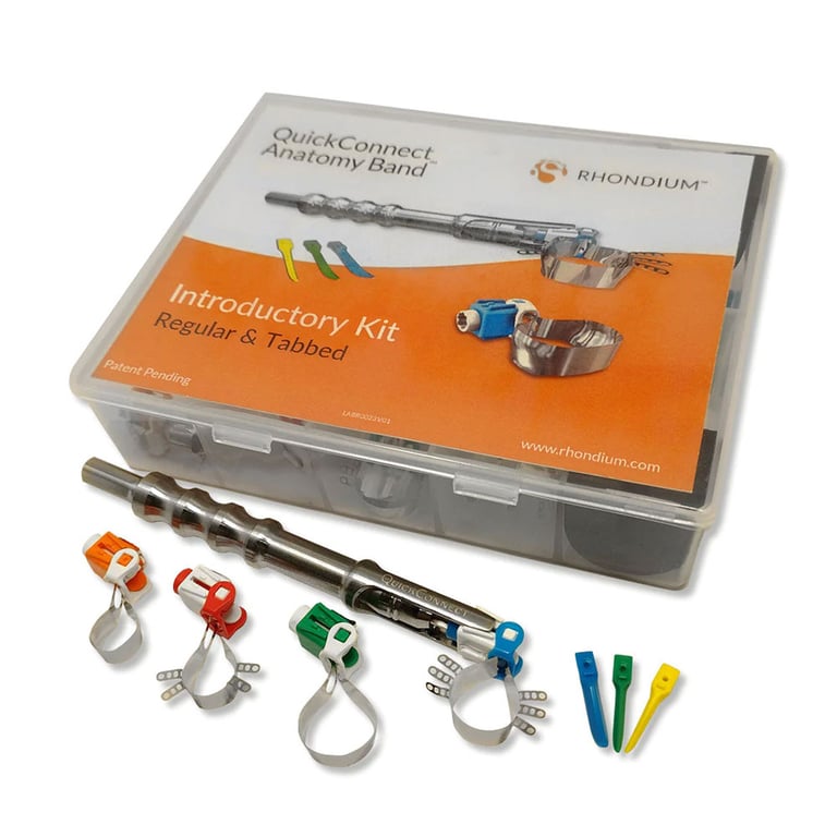 Rhondium QuickConnect Anatomy Band Introductory Kit. Includes: 1 QuickConnect carrier with 3 x