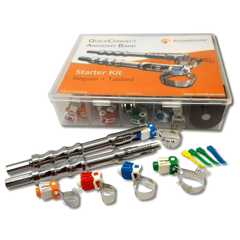 Rhondium QuickConnect Anatomy Band Starter Kit. Includes: 2 QuickConnect carriers and 5 of each