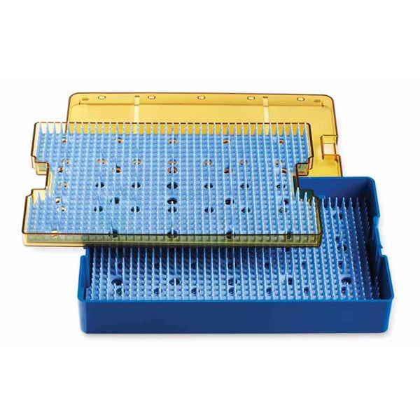 SteriBest Micro Instrument Double Tray - 10" x 6" x 1.5". Consists of Base, Lid, Mat, and Insert