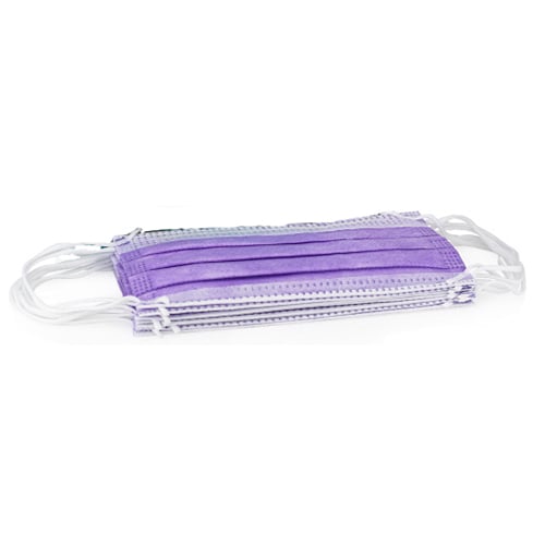 Path-O-Guard Ear-Loop Face Mask Lavender 50/Bx. Fiberglass-free and Latex-free