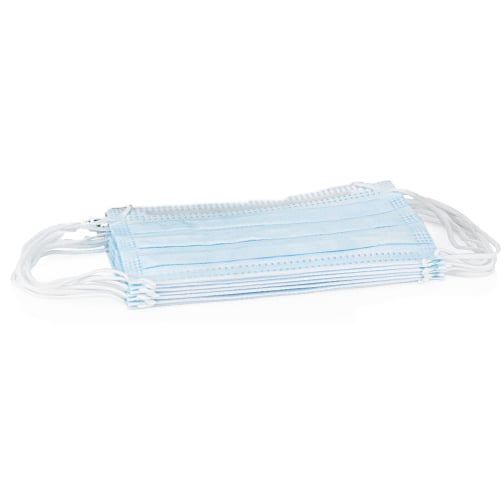 Path-O-Guard Ear-Loop Face Mask - BLUE 50/Bx. Fiberglass-free and Latex-free. Box of 50 Masks