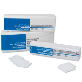 Richmond 2" x 2" Non-Woven Cotton Sponges 5000/Cs. 4-ply Non-Sterile, 100% Cotton