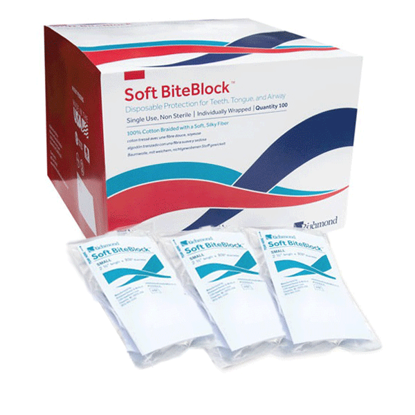 Richmond Soft Bite Block, 9/16" Diameter x 2.5", Small Packaged, Non-Sterile, 100/Box. Reduces