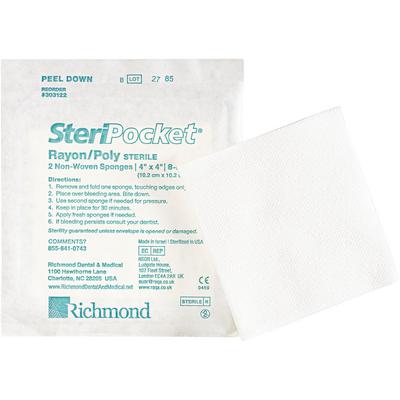 SteriPocket Sponges, Non-Woven, 8-Ply Rayon/Poly,