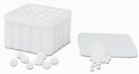 Temple White Plastic Dispenser, Holds 4 Cotton Pellet Refills, with #1, #2, #3 and #4 size Cotton