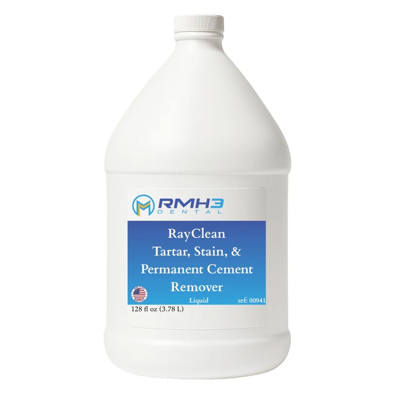 RayClean Tartar, Stain & Permanent Cement Remover, Ultrasonic Solution, 1 Gallon, Single Bottle