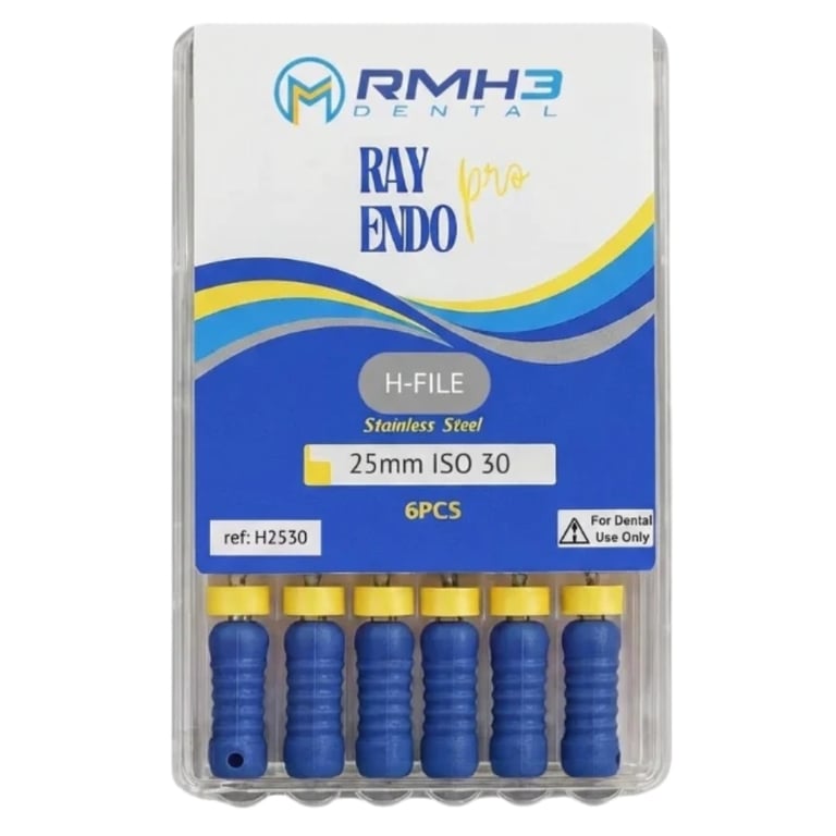 RayEndo Pro Stainless Steel H-Files, 25mm, #30, 6/Box. Offers flexibility and durability