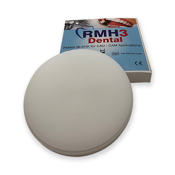 RMH3 Dental CAD/CAM Wax Blank - Polywax White. Thickness 18mm x Dia 98mm. Developed for cast