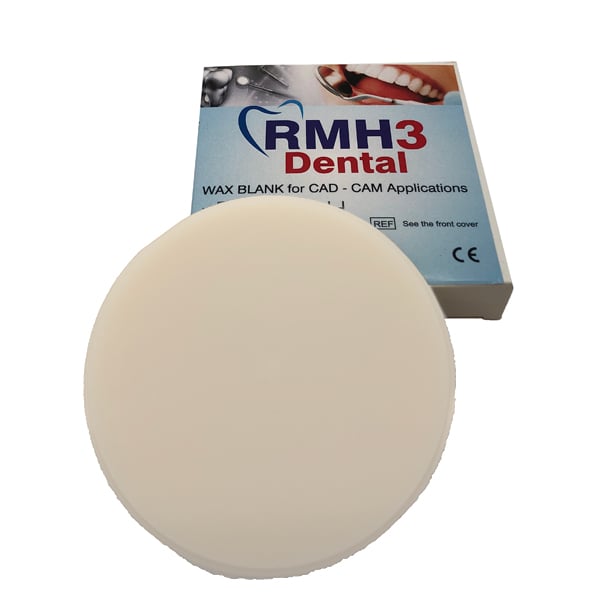 RMH3 Dental CAD/CAM Wax Blank, White. Thickness 16mm x Dia 100.60mm. Z ...