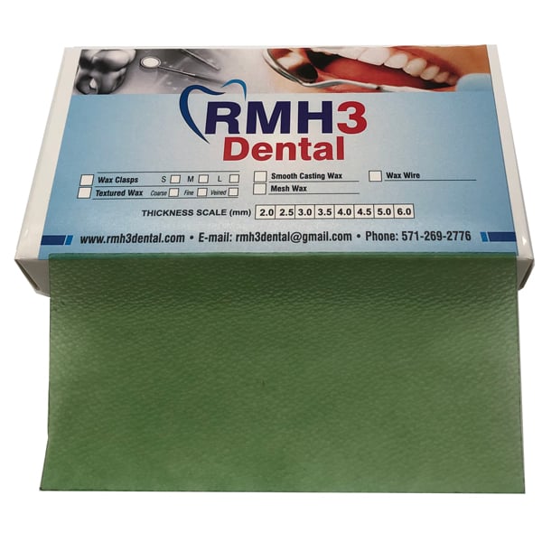 RMH3 Dental Coarse Grain Wax Sheet .5mm Green, 14.5cmx7.5cm 10/Bx Net32