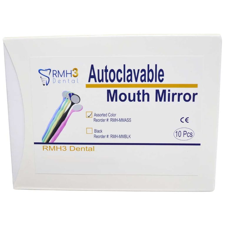RMH3 Dental Double-Sided Autoclavable Mouth Mirrors, #5 Assorted, 10/Pk. Front surface. Anti-fog